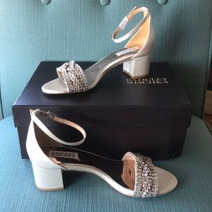 NEW Badgley Mischka Tirana Block Heel- Ivory Satin